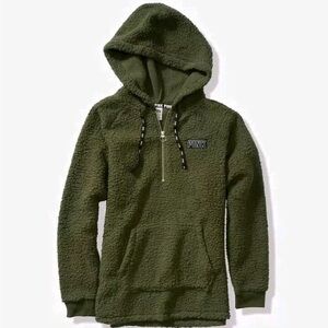 PINK Victoria's Secret Green Sherpa Jacket